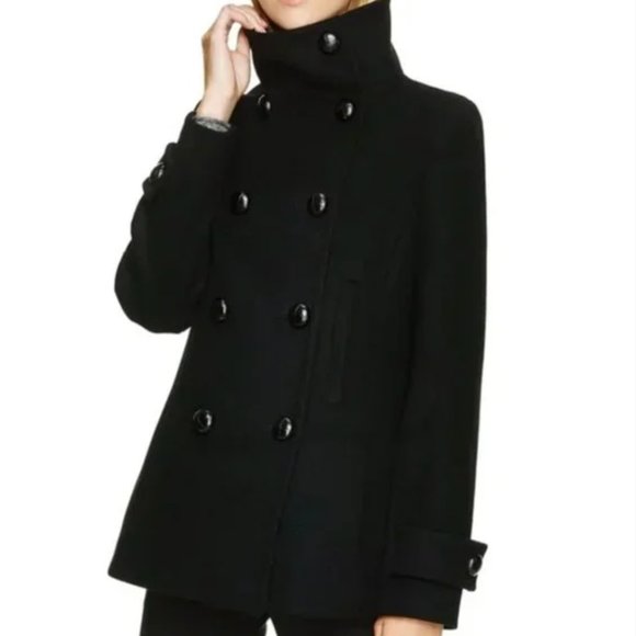 Aritzia Talula Babaton Howell Double Breasted Black Pea Coat, Size XXSma… - Picture 2 of 16